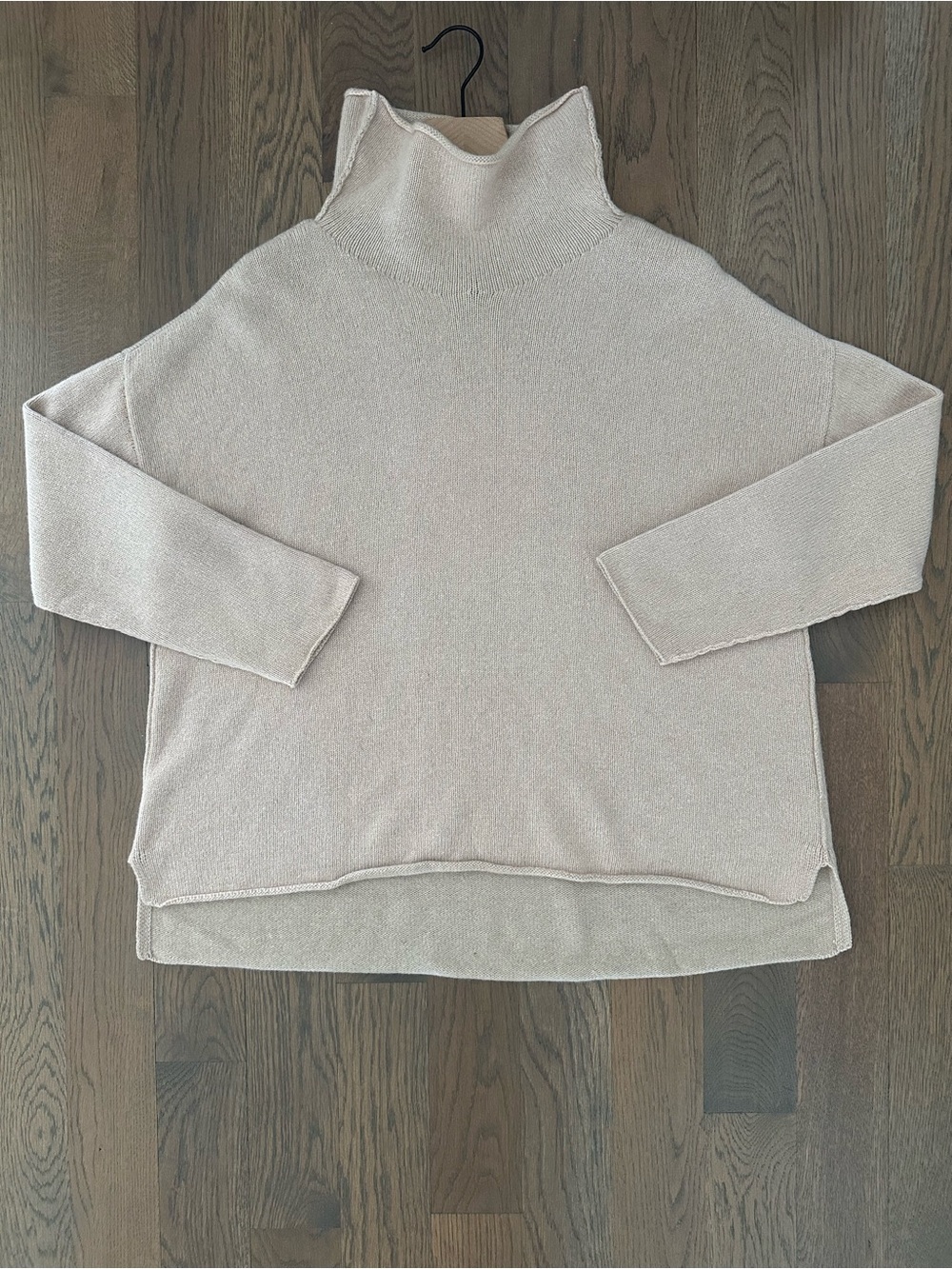 Eileen Fisher Funnel Neck 100% Cashmere Boxy Fit Sweater in Camel Medium